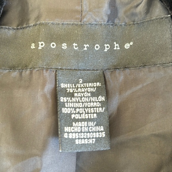 Apostrophe black velvet fitted blazer jacket coat women’s size 2 holiday party - Picture 2 of 10